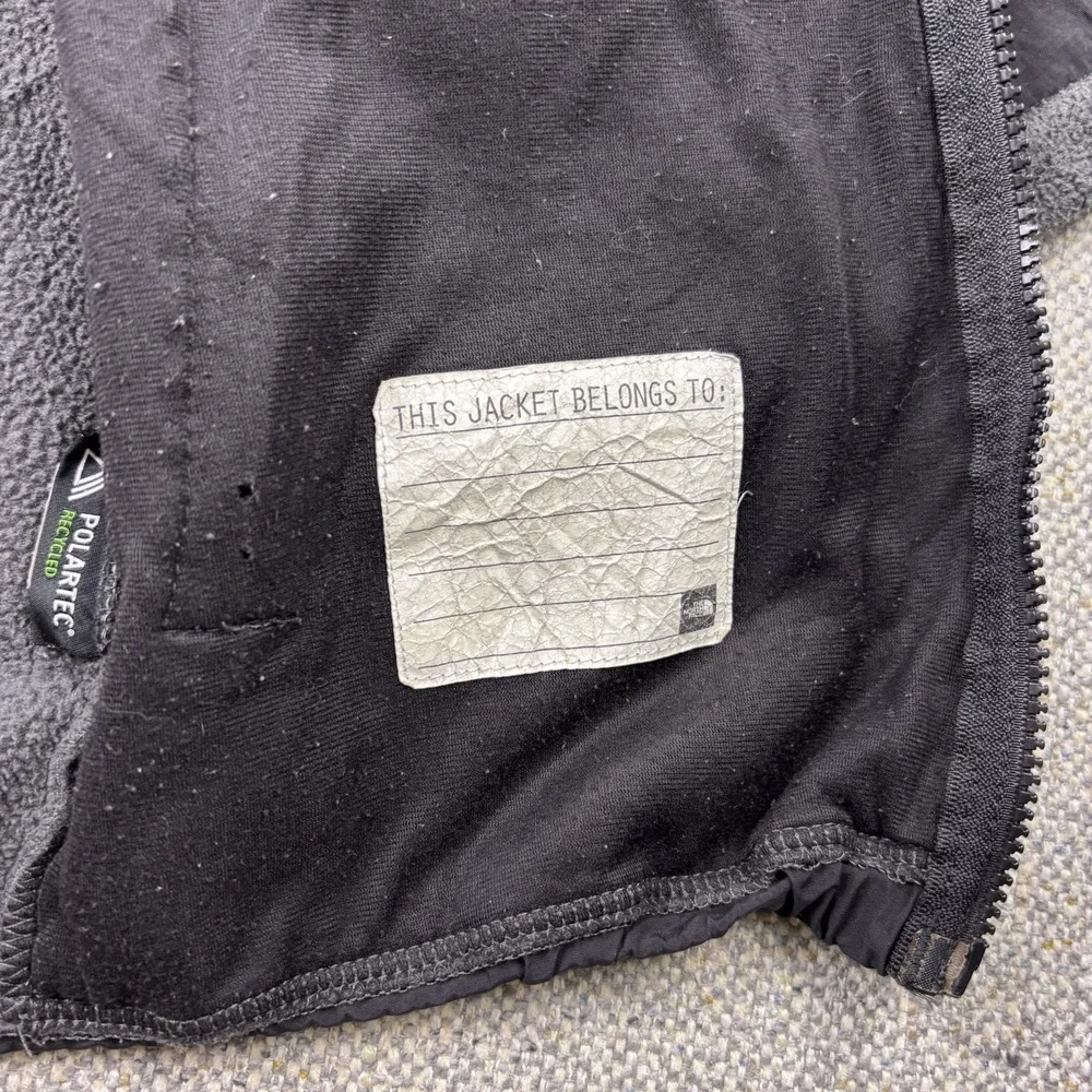 Unisex Kids North Face Fleece Jacket Polartec Gray Black Yellow Fits Like 10/12